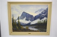 OIL ON BOARD - CANADIAN ROCKIES BY PHILLIP GIBBS