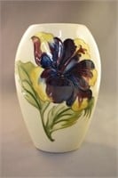 MOORCROFT VASE WITH HIBISCUS PATTERN-  5 1/4" TALL