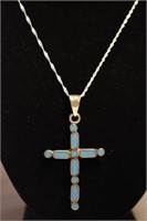 STERLING TAXCO ENAMEL PENDANT AND CHAIN-