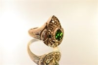 STERLING RUSSIAN DIOPSIDE RING - 3/4 CT - SIZE 7