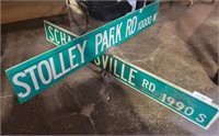 STOLLEY PARK/SCHAUPSVILLE RETIRED ROAD SIGN