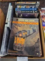 FLAT BOX OF UNION PACIFIC RAILROAD BOOKS/MOVIES