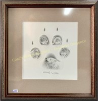 Wolves signed, framed print,, impression encadrée