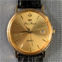 Lucien Piccard 14K gold quartz watch with diamond