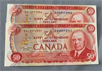 (2) Consecutive uncirculated 50 dollar notes