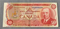 1975 Canada 50 dollar note, RARE, Billet de 50 $