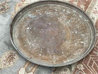 27" Turkish Copper Tray Stamped Hacihamo