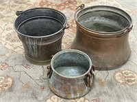 3 Turkish Copper Pots / Buckets