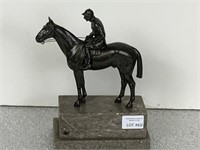 Bronze Horse & Jockey on Marble 7"w x 4" x 10"H