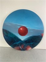 Painting on Round Wood Board by James L Marc