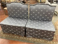 Pair Custom Love Seats, Gray Upholstery
