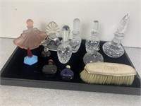11 Old Perfume Bottles with Stopper & S.S. Brush