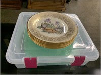 COLLECTION OF LENOX PLATES AND STORAGE CONTAINER