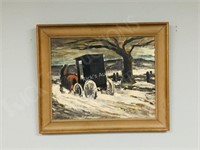 oil on panel- "Mennonite Buggy" Edward Cleghorn