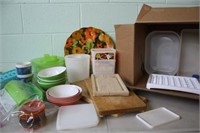 Assorted Plastic Bowls, Cutting Boards