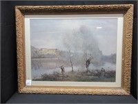 A Framed Print in Gilt Frame:  Corot
