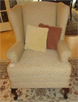 A Queen Anne Style Upholstered Wing Chair