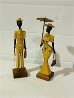 pair of 13" tall carved wood figures
