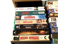 VHS STORAGE BOX & 25 VHS TAPES-MORE