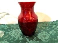 RED VASE-8" TALL- FOOTED GLASS CANDY DISH-MORE