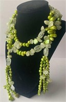 Lime Pearl Opera Length Tie Scarf Necklace 56"