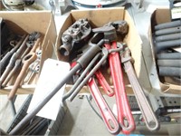 Pipe Wrenches + Pipe Cutter + Threading Die