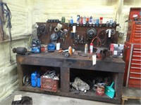 Workbench w/ Steel Top & Contents NOT VISE