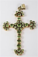 ANTIQUE GOLD PLATED PERIDOT CROSS