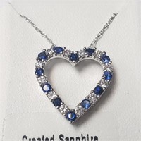 $200 Silver Created Sapphire 19" Necklace
