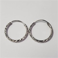 $100 Silver Hoop Apx 23Mm Earrings