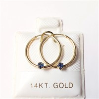 $240 14K  Sapphire Hoop(0.15ct) Earrings