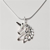 $160 Silver Unicorn 18" Necklace