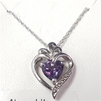 $160 Silver Amethyst 19" Necklace