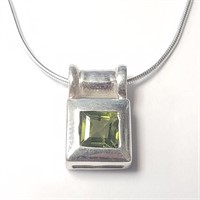 $160 Silver Peridot 18" Necklace
