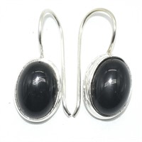Silver Black Onyx(11.7ct) Earrings