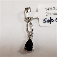$800 14K  Sapphire(0.4ct) Diamond(0.02ct) Pendant