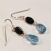 $800 10K  Blue Topaz Sapphire Earrings