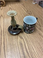 Antique candle holder and coffee cup