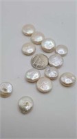 12 freshwater pearl disc shaped beads