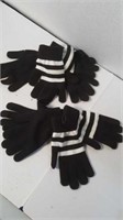 4 pairs one-size black stripe stretch gloves
