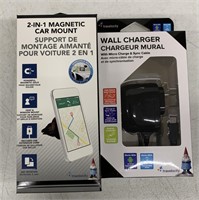 TRAVELOCITY MAGNETIC CAR MOUNT/WALL CHARGER 2PC