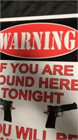 Metal warning gun sign