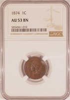 Select AU 1874 Indian Cent
