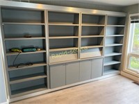 Grey Lined Office Shelving Unit