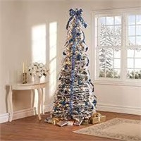 HOLIDAY PEAK 7' Snow Frosted Winter Pull Up Tree
