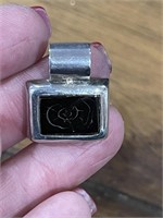 Sterling Silver Pendant with Black Center