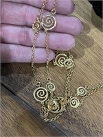 "B" Italy Designer Necklace With Little Swirls