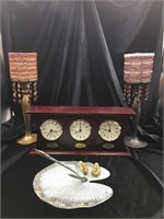 Triple Three Clock, Sundial, Candle Holders