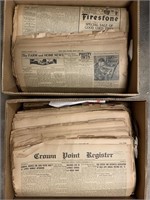 Two boxes of old Crown Point Register Papers from