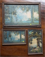 Framed wall art Maxfield Parrish prints 3 framed